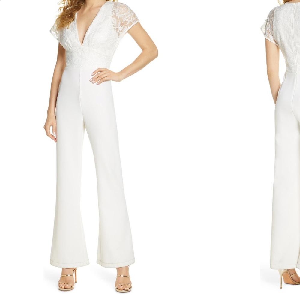 Embroidered jumpsuit white medium